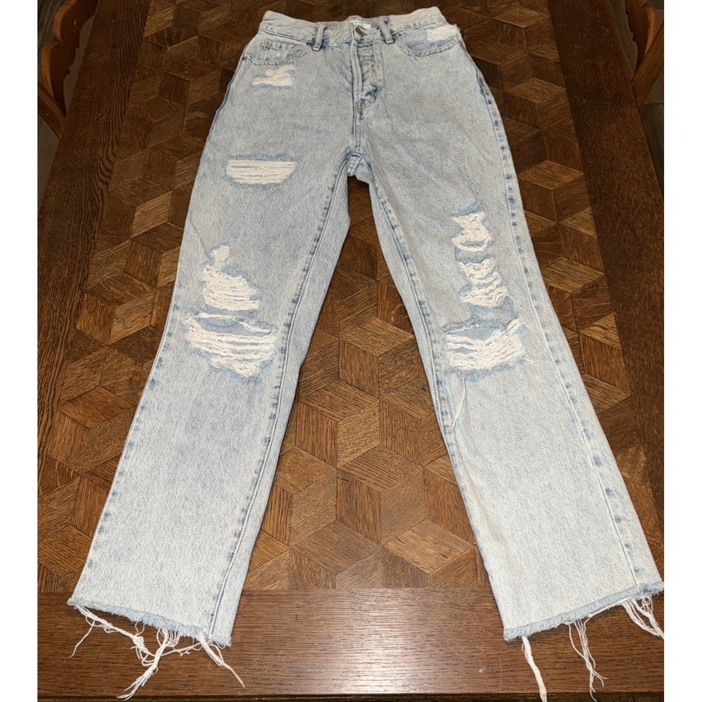 Pacsun Button Up High Rise Straight Jeans Women's Size 24 Frayed